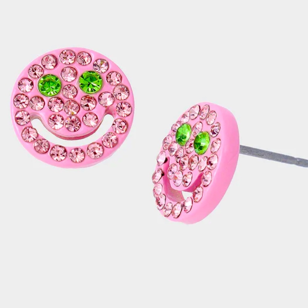 New BETSEY JOHNSON Smiley Stud Earrings